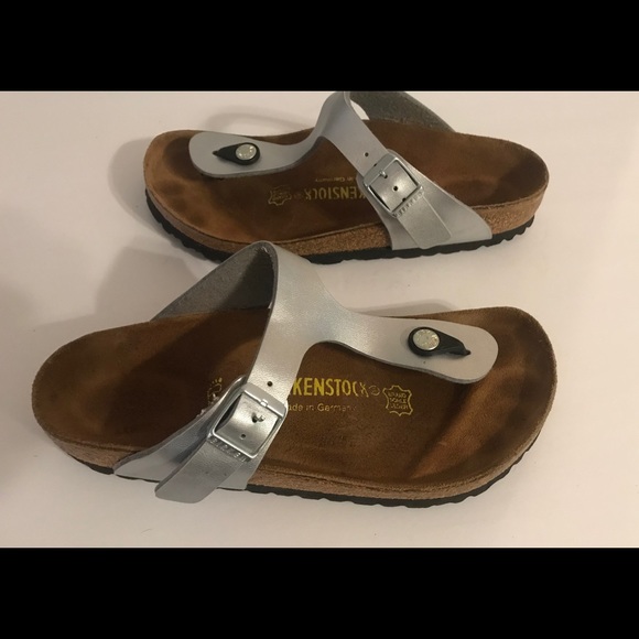 Birkenstock Gizeh Birko-Flor Silver Sandal 37 R - Picture 2 of 5